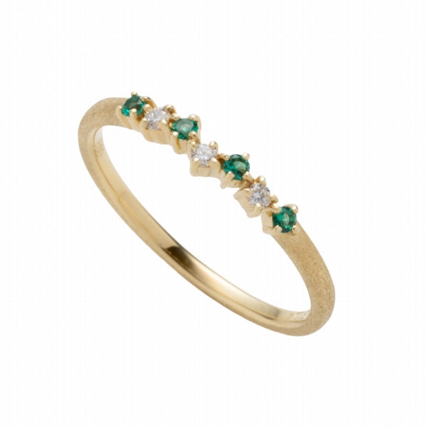 エメラルド/ダイヤモンド K18リング(クレサンベール/マット/5月誕生石)《WRGE4097》