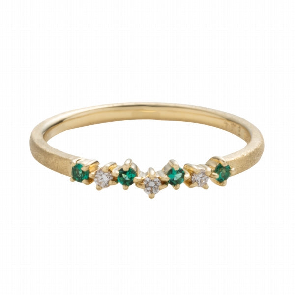 エメラルド/ダイヤモンド K18リング(クレサンベール/マット/5月誕生石)《WRGE4097》