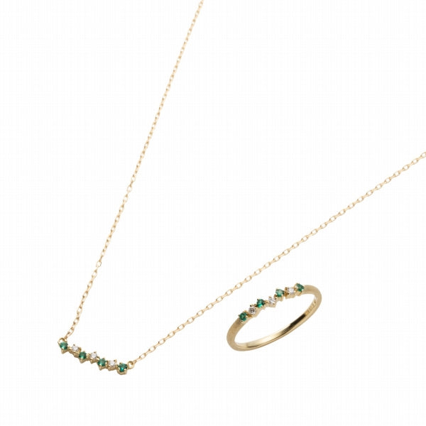 エメラルド/ダイヤモンド K18リング(クレサンベール/マット/5月誕生石)《WRGE4097》