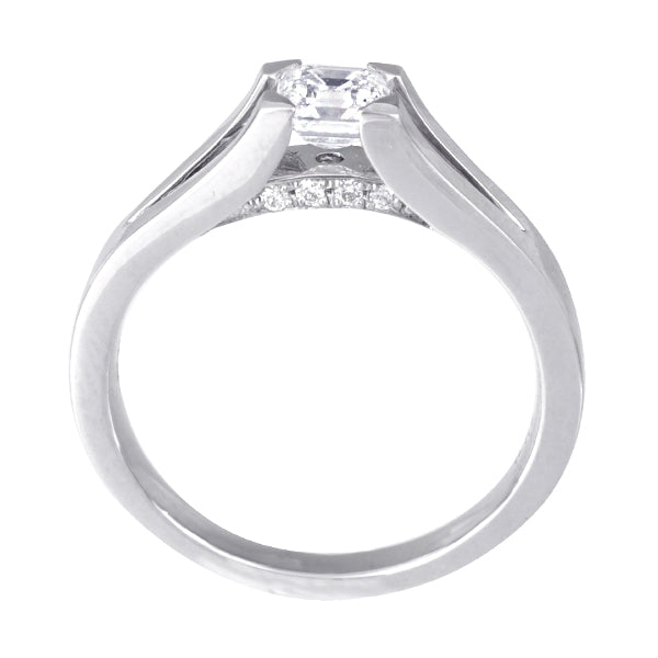 ダイヤモンド プラチナリング(0.5カラット/Dカラー/VVS1/エメラルドカット/一粒/4月誕生石)《JRGD1851》