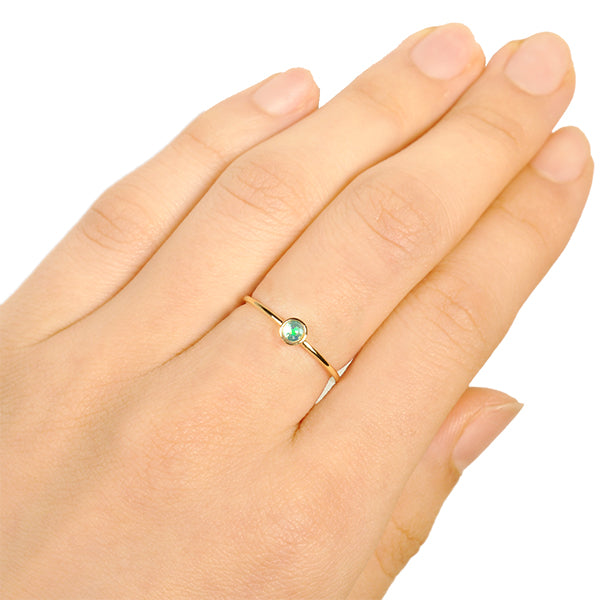 ウォーターオパール K18リング(クレサンベール/パレット/カボションカット/フクリン/10月誕生石)《WRGW2647》