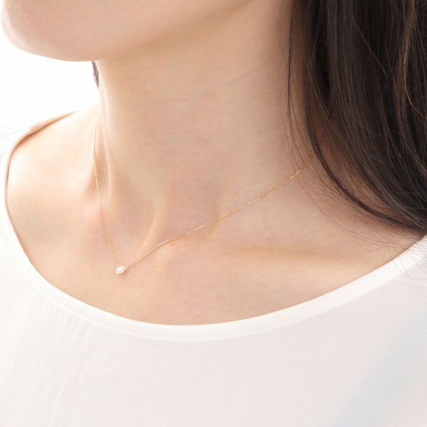 ダイヤモンド K18ネックレス(0.15カラット/Dカラー/SI2UP/3EX(H&C)/一粒/フロートセッティング/4月誕生石/グレーディングレポート付き)《JPDD1436》