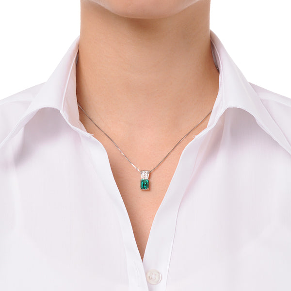 エメラルド/ダイヤモンド プラチナネックレス(クレサンベール/5月誕生石)《BPDE7494》