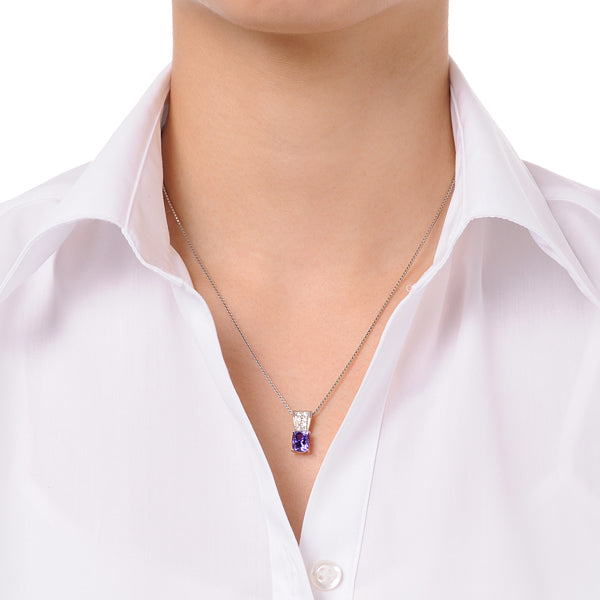バイオレットサファイア/ダイヤモンド プラチナネックレス(クレサンベール/9月誕生石)《WPDS3147》