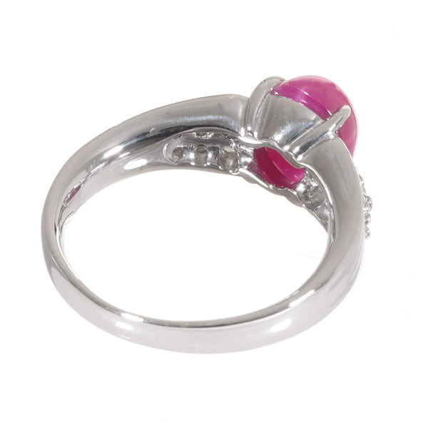 スタールビー/ダイヤモンド PTリング(クレサンベール/カボションカット/7月誕生石)《BRGH7495》