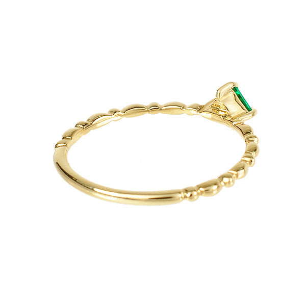 エメラルド K18リング(クレサンベール/パレット/エメラルドカット/ウェーブ/5月誕生石)《WRGE2645》