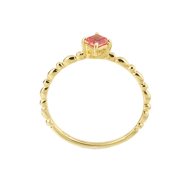 パパラチアサファイア K18リング(クレサンベール/パレット/エメラルドカット/ウェーブ/9月誕生石)《WRGP2645》