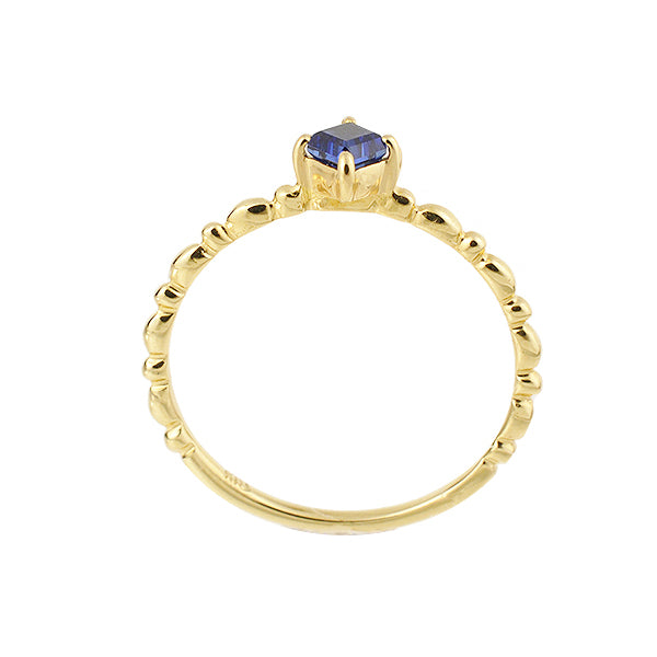 ブルーサファイア K18リング(クレサンベール/パレット/エメラルドカット/ウェーブ/9月誕生石)《WRGS2645》