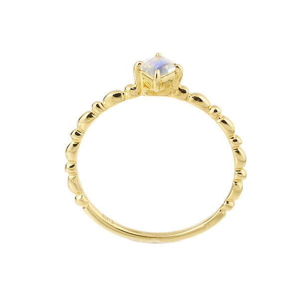 ウォーターオパール K18リング(クレサンベール/パレット/エメラルドカット/ウェーブ/10月誕生石)《WRGW2645》