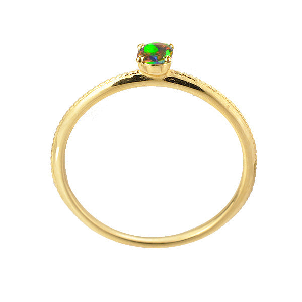 ブラックオパール K18リング(クレサンベール/パレット/ミル打ち/10月誕生石)《WRGB2643》