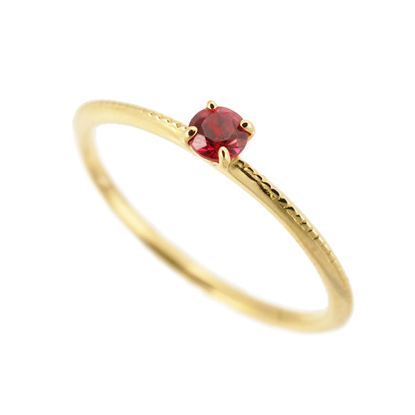 ルビー K18リング(クレサンベール/パレット/ミル打ち/7月誕生石)《WRGR2643》