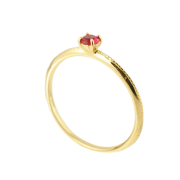 ルビー K18リング(クレサンベール/パレット/ミル打ち/7月誕生石)《WRGR2643》