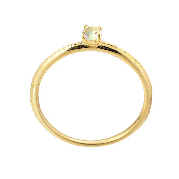 ウォーターオパール K18リング(クレサンベール/パレット/ミル打ち/10月誕生石)《WRGW2643》