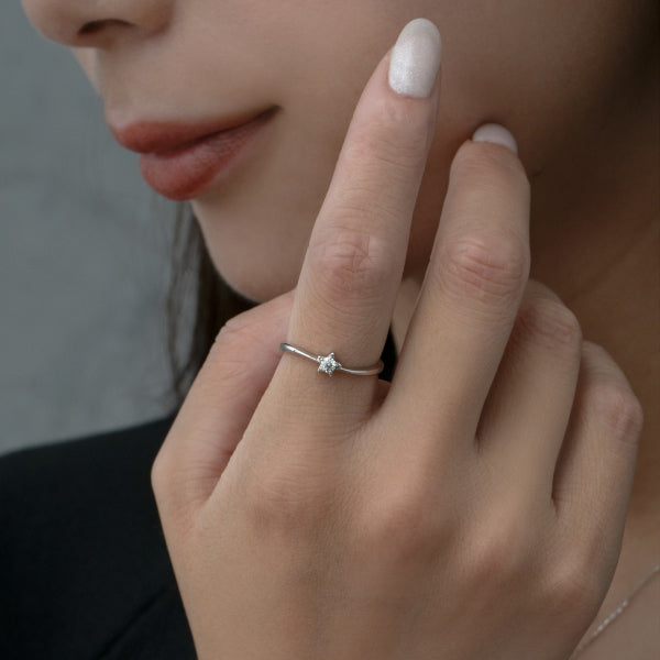 ダイヤモンド プラチナリング(スターモチーフ/ブリリアントタイム/4月誕生石)《WRGD4139》