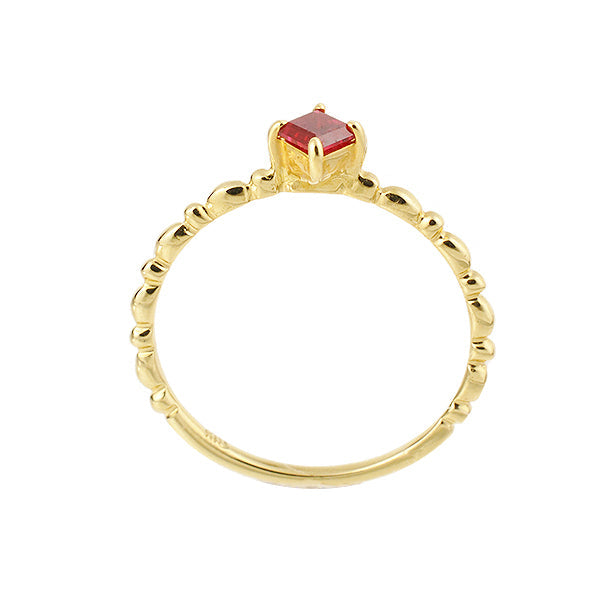 ルビー K18リング(クレサンベール/パレット/エメラルドカット/ウェーブ/7月誕生石)《WRGR2645》