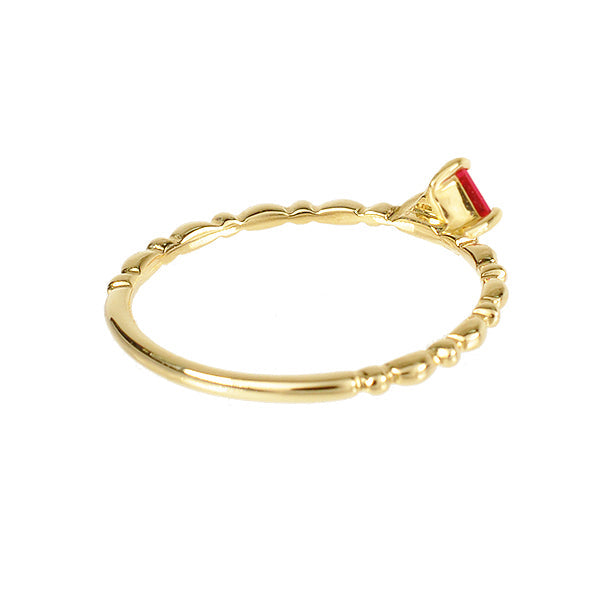 ルビー K18リング(クレサンベール/パレット/エメラルドカット/ウェーブ/7月誕生石)《WRGR2645》