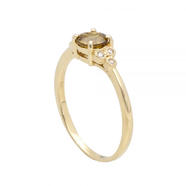 スフェーン/ダイヤモンド K18リング(ミル打ち/7月誕生石)《WRGN4137》