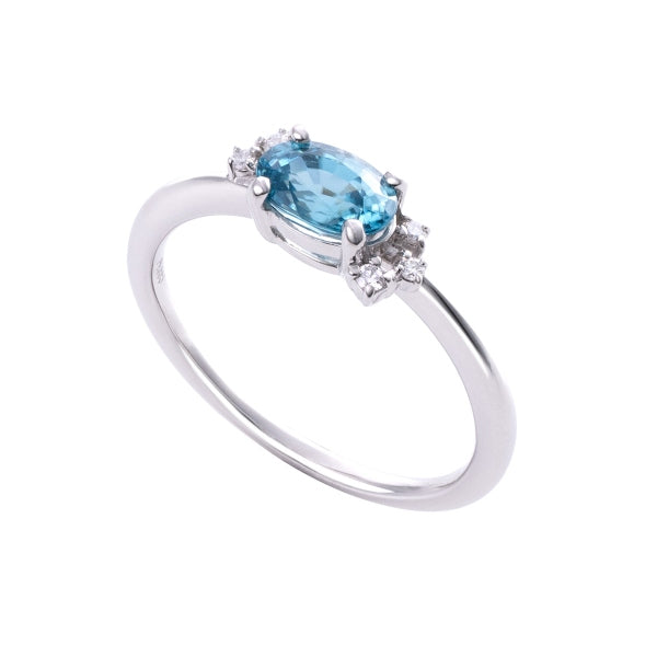 ブルージルコン/ダイヤモンド プラチナリング(オーバル/12月誕生石)《KRGN0020》