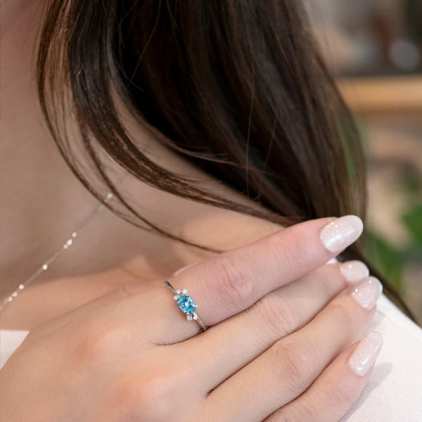 ブルージルコン/ダイヤモンド プラチナリング(オーバル/12月誕生石)《KRGN0020》