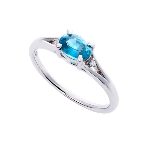 ブルージルコン/ダイヤモンド プラチナリング(オーバル/12月誕生石)《KRGN0026》