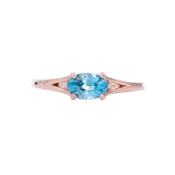 ブルージルコン/ダイヤモンド K18リング(オーバル/12月誕生石)《KRGN0028》