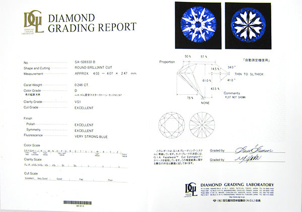 ダイヤモンド PTリング(0.2カラット/Dカラー/VS1/3EX(H&C)/一粒/タンク/4月誕生石/グレーディングレポート付き)