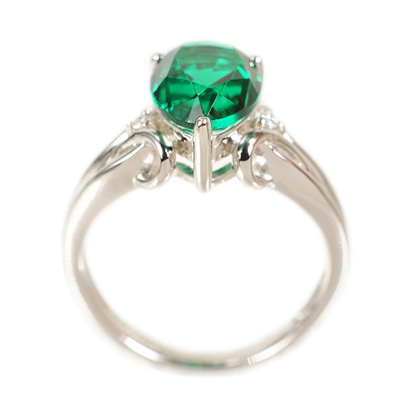 エメラルド/ダイヤモンド プラチナリング(クレサンベール/ペアシェイプ/5月誕生石)《WRGE2641》