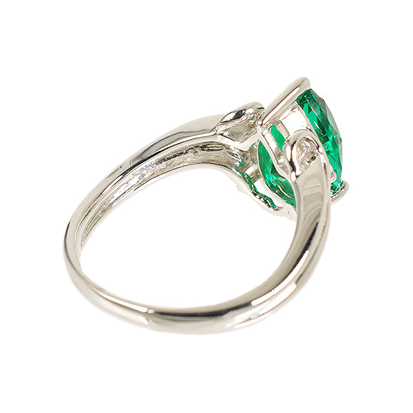 エメラルド/ダイヤモンド プラチナリング(クレサンベール/ペアシェイプ/5月誕生石)《WRGE2641》