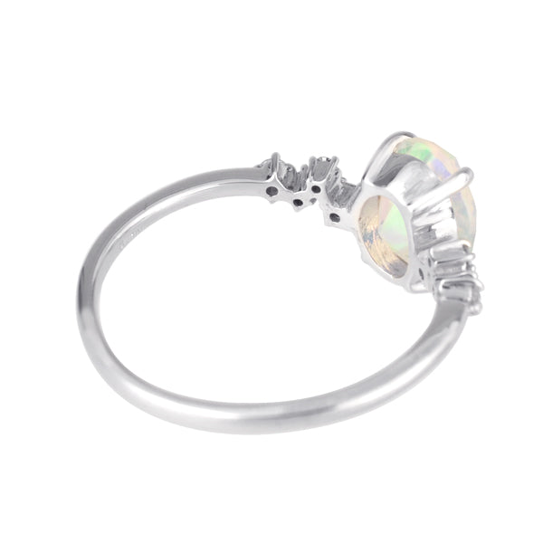 ウォーターオパール/ダイヤモンド K18リング(クレサンベール/オーバル/10月誕生石)《WRGW3138》