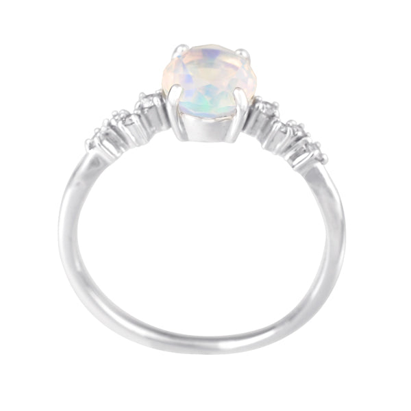 ウォーターオパール/ダイヤモンド K18リング(クレサンベール/オーバル/10月誕生石)《WRGW3138》