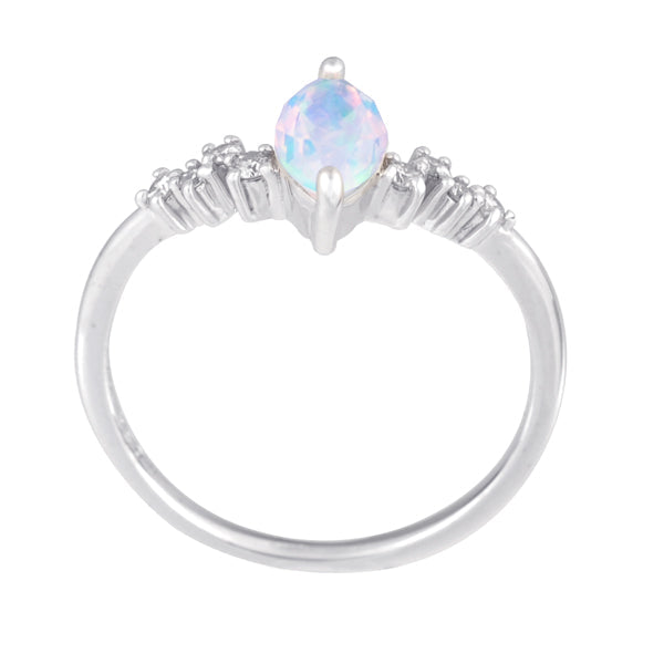 ウォーターオパール/ダイヤモンド K18リング(クレサンベール/マーキス/10月誕生石)《WRGW3140》