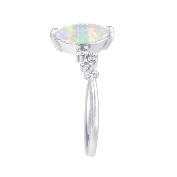 ウォーターオパール/ダイヤモンド K18リング(クレサンベール/マーキス/10月誕生石)《WRGW3140》