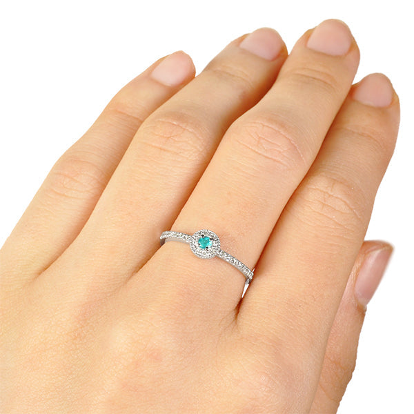 トルマリン/ダイヤモンド K18リング(ネオンブルー/取り巻き/10月誕生石)《WRGN3005》