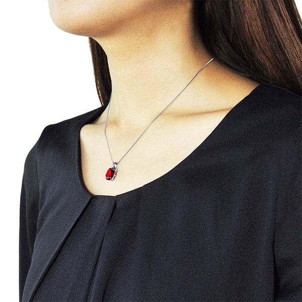 ルビー プラチナネックレス(クレサンベール/オーバル/7月誕生石)《WPDR2640》