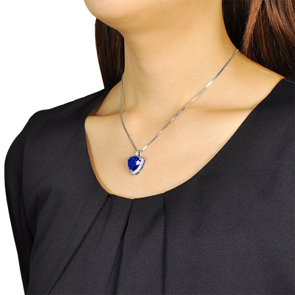 ブルーサファイア/ダイヤモンド プラチナネックレス(クレサンベール/40周年/トリリアント/9月誕生石)《WPDS2704》