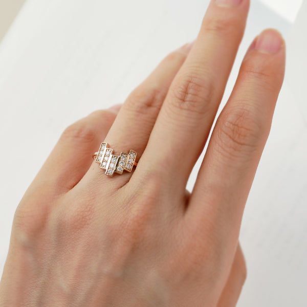 ダイヤモンド K18リング(計0.3カラット/タイル/4月誕生石)《WRGD3269》