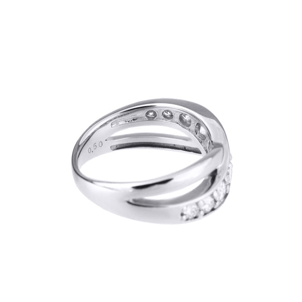 ダイヤモンド プラチナリング(計0.5カラット/ピンキーリング/クロスモチーフ/4月誕生石)《B03D3147》