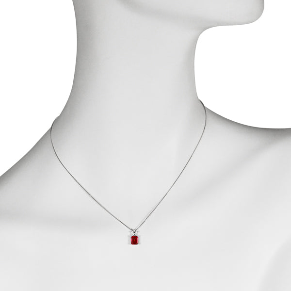 ルビー/ダイヤモンド K18ネックレス(クレサンベール/エメラルドカット/フラワーモチーフ/7月誕生石)《WPDR3200》