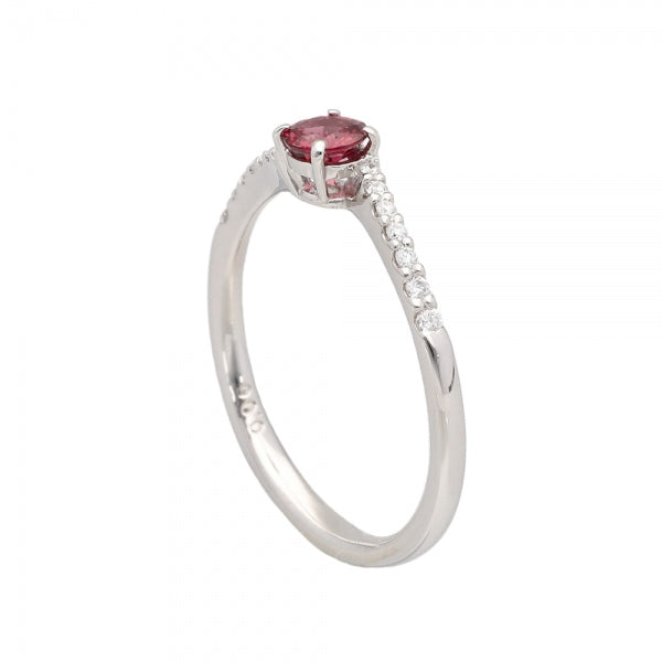 レッドスピネル/ダイヤモンド プラチナリング(ウェーブ/8月誕生石)《WRGN4157》