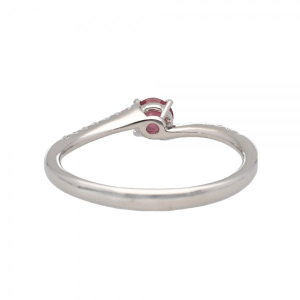 レッドスピネル/ダイヤモンド プラチナリング(ウェーブ/8月誕生石)《WRGN4157》