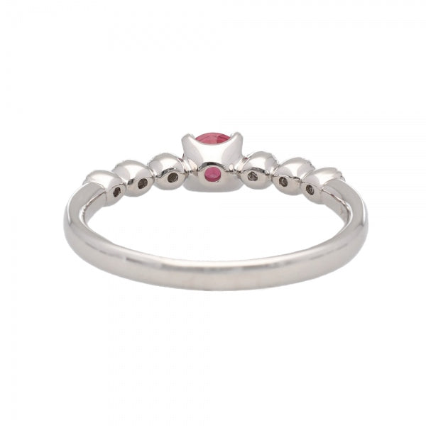 レッドスピネル/ダイヤモンド プラチナリング(ミル打ち/8月誕生石)《WRGN4156》