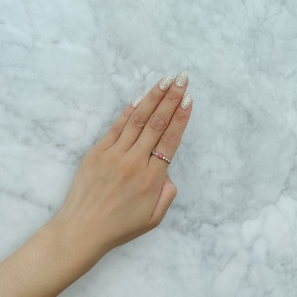 レッドスピネル/ダイヤモンド プラチナリング(ミル打ち/8月誕生石)《WRGN4156》