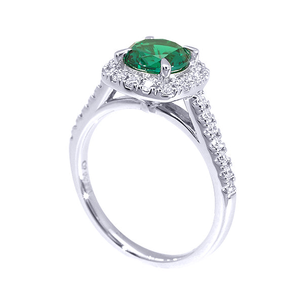 エメラルド/ダイヤモンド プラチナリング(クレサンベール/ラウンドブリリアント/5月誕生石)《WRGE2538》