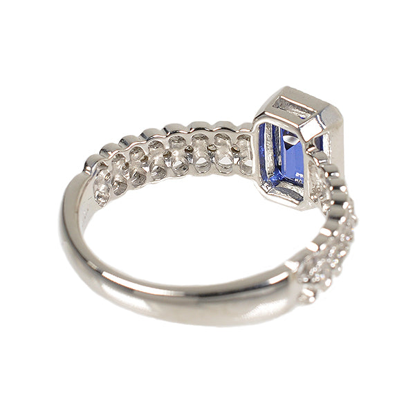 ブルーサファイア/ダイヤモンド K18リング(クレサンベール/エメラルドカット/アンティーク風/9月誕生石)《WRGS2636》