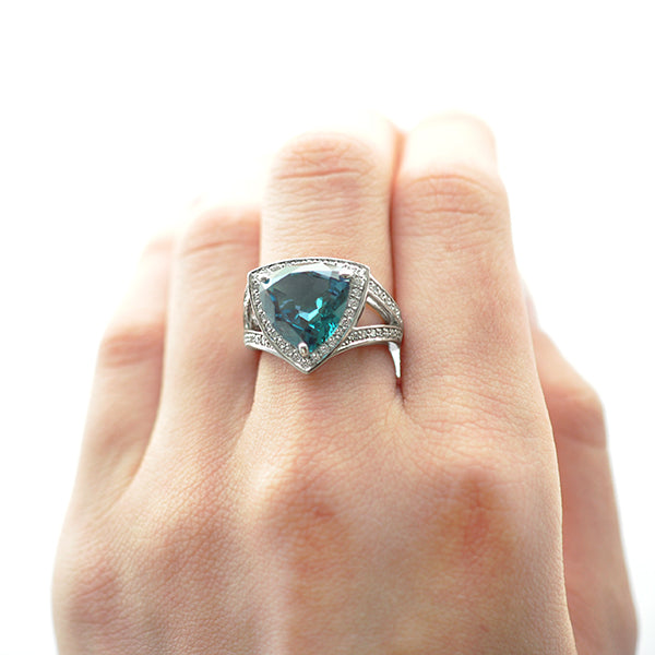アレキサンドライト/ダイヤモンド PTリング(クレサンベール/40周年/トリリアント/6月誕生石)《WRGA2703》