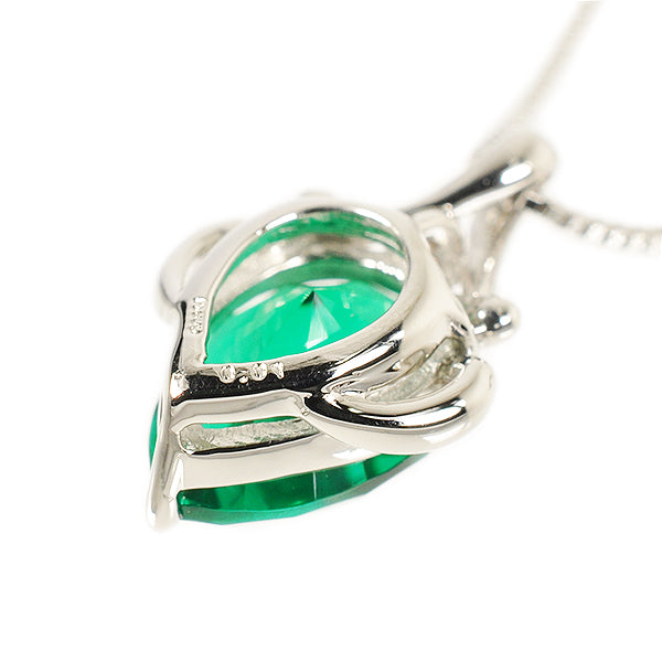 エメラルド/ダイヤモンド プラチナネックレス(クレサンベール/ペアシェイプ/5月誕生石)《WPDE2638》
