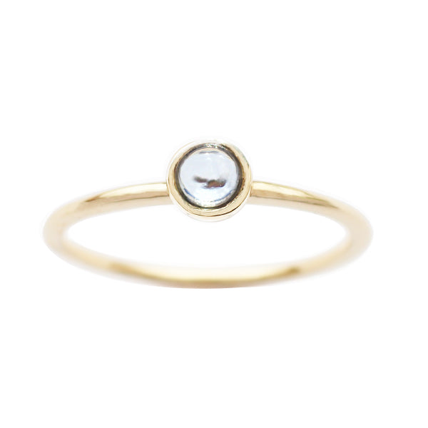 アクアマリン K18リング(パレット/カボションカット/フクリン/3月誕生石)《WRGN3025》