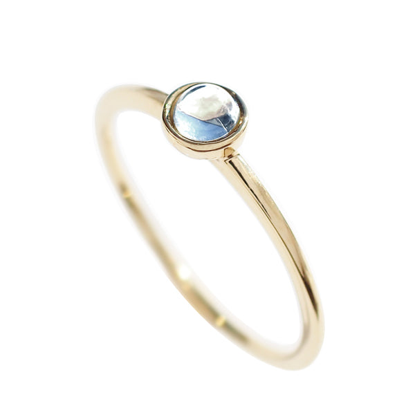 アクアマリン K18リング(パレット/カボションカット/フクリン/3月誕生石)《WRGN3025》