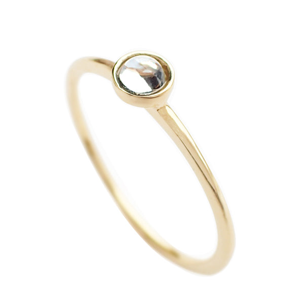 クオーツ K18リング(クオーツ/パレット/カボションカット/フクリン/4月誕生石)《WRGN3026》