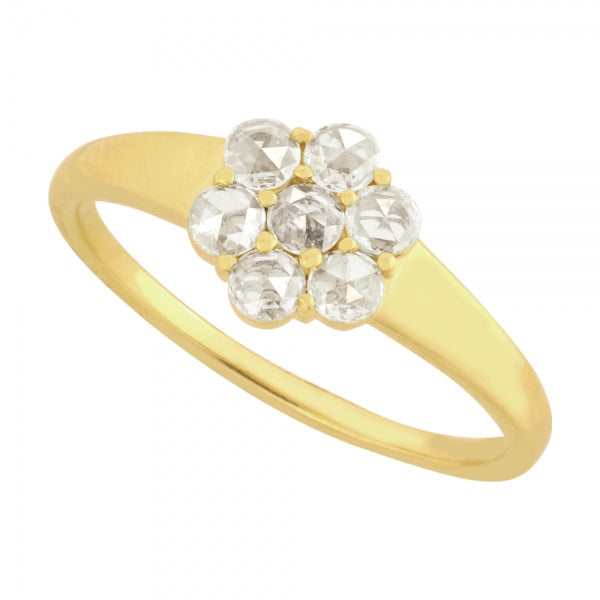 ダイヤモンド K18リング(計0.2カラット/ローズカット/フラワーモチーフ/4月誕生石)《WRGD3713》